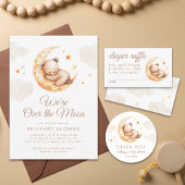 Over the Moon Teddy Bear Baby shower Invitation Kaart
