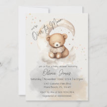 Over the Moon Teddy Bear Baby shower Invitation