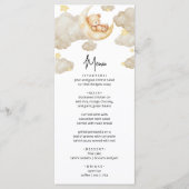 Over The Moon Teddy Bear Baby Shower Menu Card (Voorkant)