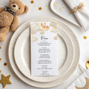 Over The Moon Teddy Bear Baby Shower Menukaart