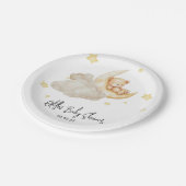 Over The Moon Teddy Bear Baby Shower Papieren Bordje (Gekanteld)