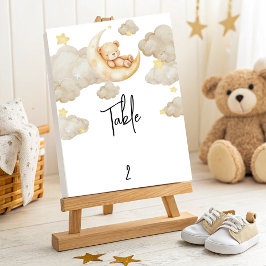 Over the Moon Teddy Bear Baby shower Tafelnummer
