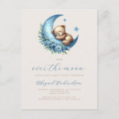 Over the Moon Teddy Bear Blue Boy Baby shower Briefkaart (Voorkant)