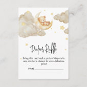 Over The Moon Teddy Bear Diaper Raffle Baby Shower Informatiekaartje (Voorkant)