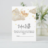Over The Moon Teddy Bear Diaper Raffle Baby Shower Informatiekaartje (Staand voorkant)