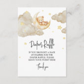 Over The Moon Teddy Bear Diaper Raffle Baby Shower Informatiekaartje (Voorkant)