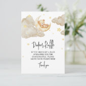 Over The Moon Teddy Bear Diaper Raffle Baby Shower Informatiekaartje (Staand voorkant)