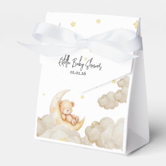 Over The Moon Teddy Bear Stars Baby Shower Bedankdoosjes (Voorkant Zijde)