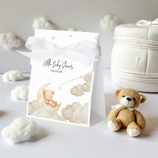 Over The Moon Teddy Bear  Stars Baby Shower Bedankdoosjes