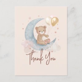 Over The Moon Teddybeer Babyshower Bedankt Briefkaart