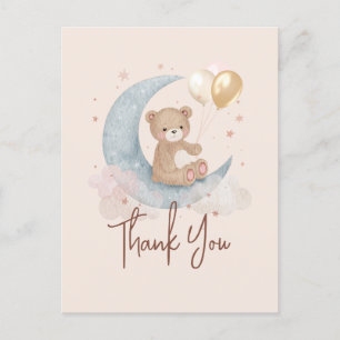 Over The Moon Teddybeer Babyshower Bedankt Briefkaart