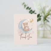 Over The Moon Teddybeer Babyshower Bedankt Briefkaart (Staand voorkant)