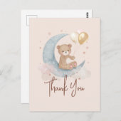 Over The Moon Teddybeer Babyshower Bedankt Briefkaart (Voorkant / Achterkant)