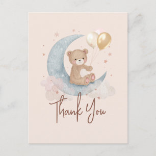 Over The Moon Teddybeer Babyshower Bedankt Briefkaart
