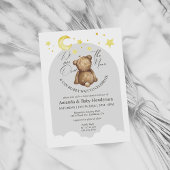 Over The Moon Teddybeer Grijs Babyfeest Kaart