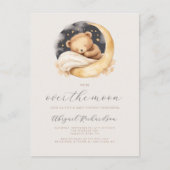 Over the Moon Teddybeer Neutral Boho Baby shower Briefkaart (Voorkant)