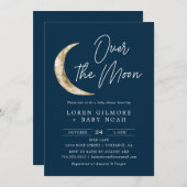 Over The Moon Thema Indigo Baby Shower Kaart (Voorkant / Achterkant)