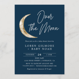 Over The Moon Thema Indigo Baby Shower Kaart