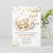 Over The Moon Twin Baby Shower Invitation Kaart (Staand voorkant)