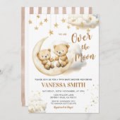 Over The Moon Twin Baby Shower Invitation Kaart (Voorkant / Achterkant)