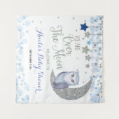 Over the Moon Uil Baby Shower Wandtapijt Wandkleed (Voorkant (horizontaal))