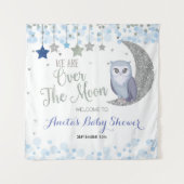 Over the Moon Uil Baby Shower Wandtapijt Wandkleed (Voorkant)