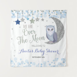 Over the Moon Uil Baby Shower Wandtapijt Wandkleed