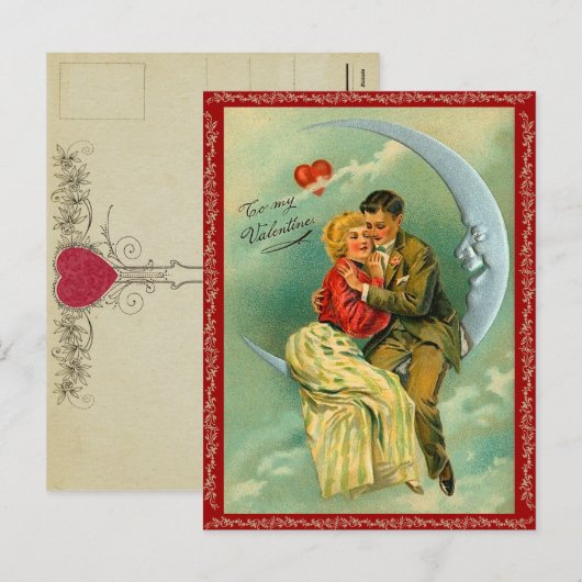 Over the Moon voor jou Valentijn Briefkaart (Voorkant / Achterkant)