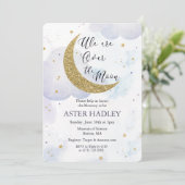 Over the Moon Waterverf Baby shower Invitation Kaart (Staand voorkant)