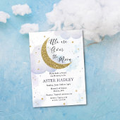Over the Moon Waterverf Baby shower Invitation Kaart