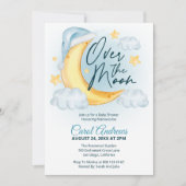 Over the Moon Waterverf Boy Baby shower Kaart (Voorkant)