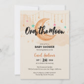 Over the Moon Waterverf Moon Baby shower Kaart (Voorkant)