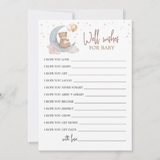 Over the Moon Well Wensen voor de Baby kaart (Voorkant)