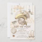 Over the Moon Whale Boho Baby shower Kaart (Voorkant)