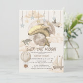 Over the Moon Whale Boho Baby shower Kaart (Staand voorkant)