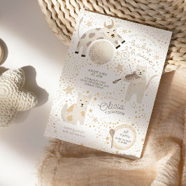 Over the Moon Whimsical Baby shower Invitation Kaart