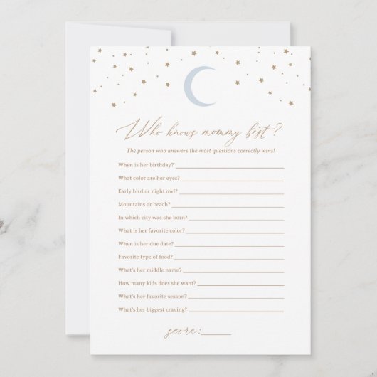 Over the Moon Wie kent mama Beste Baby shower Kaart (Voorkant)