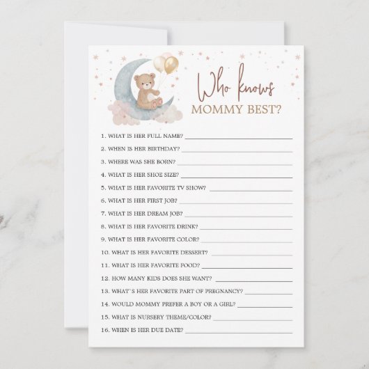 Over the Moon Wie kent mama Beste Spel Kaart (Voorkant)