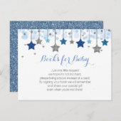 Over the Moon Zilverblauw Baby shower Boeken Briefkaart (Voorkant / Achterkant)