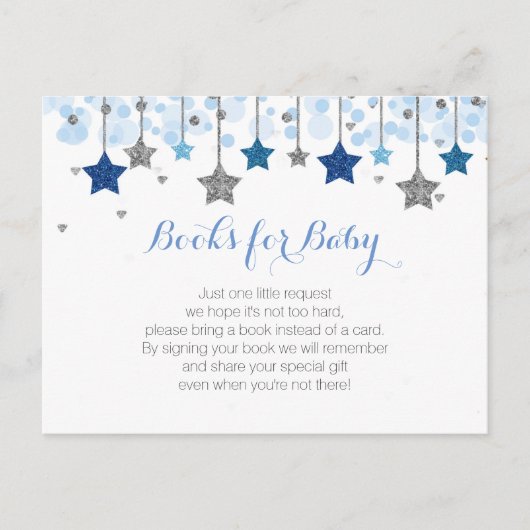 Over the Moon Zilverblauw Baby shower Boeken Briefkaart (Voorkant)