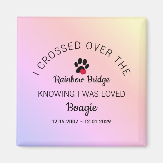 Over The Rainbow Bridge Custom Pet Memorial Magneet (Voorkant)