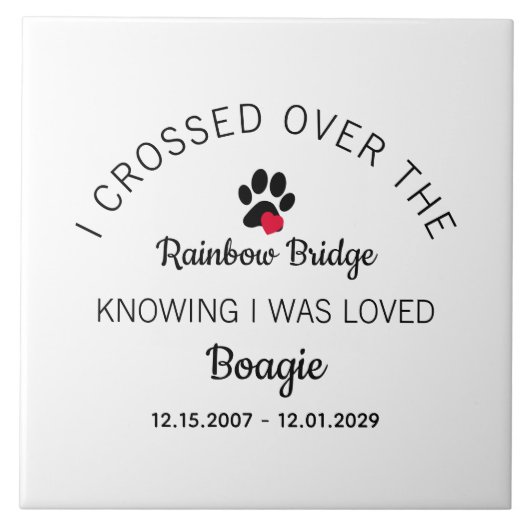 Over The Rainbow Bridge Custom White Pet Memorial Tegeltje (Voorkant)