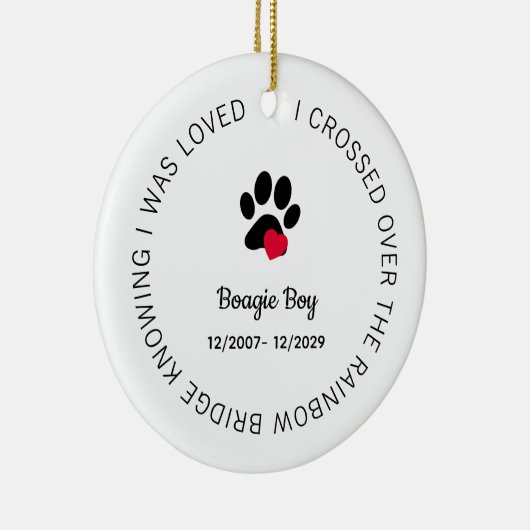 Over The Rainbow Bridge Personalized Pet Memorial Keramisch Ornament (Rechts)
