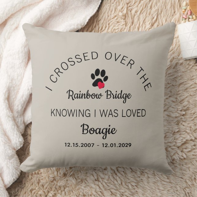 Over The Rainbow Bridge Photo Pet Memorial Beige Kussen (Deken)