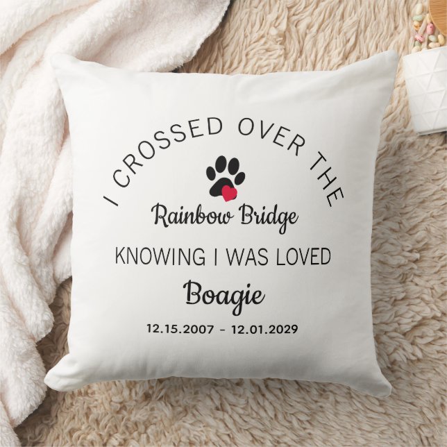 Over The Rainbow Bridge Photo Pet Memorial White Kussen (Deken)