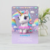 Over The Rainbow, Eenhoorn Verjaardag Kaart (Staand voorkant)