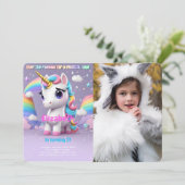 Over The Rainbow, Eenhoorn Verjaardagsfoto Kaart (Staand voorkant)