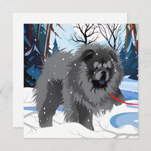 OVER THE RIVER Black Chow mini printkaarten Feestdagenkaart