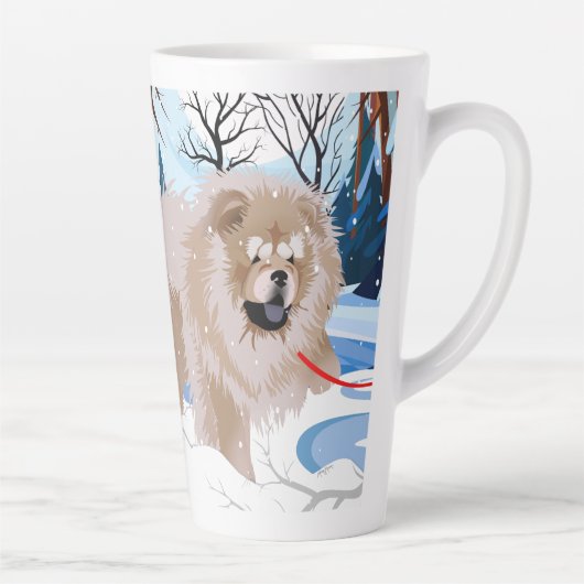 OVER THE RIVER Fawn Chow latte mok met tekst (Rechts)