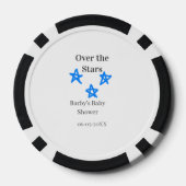 Over the Stars blue gray baby shower name date ele Poker Chips (Achterkant)